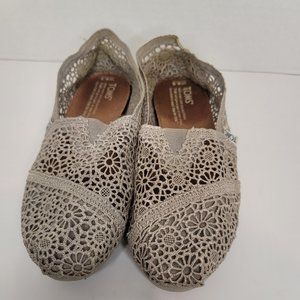 Toms Ballet Flats Gray Natural Morocco Floral Crochet Lace